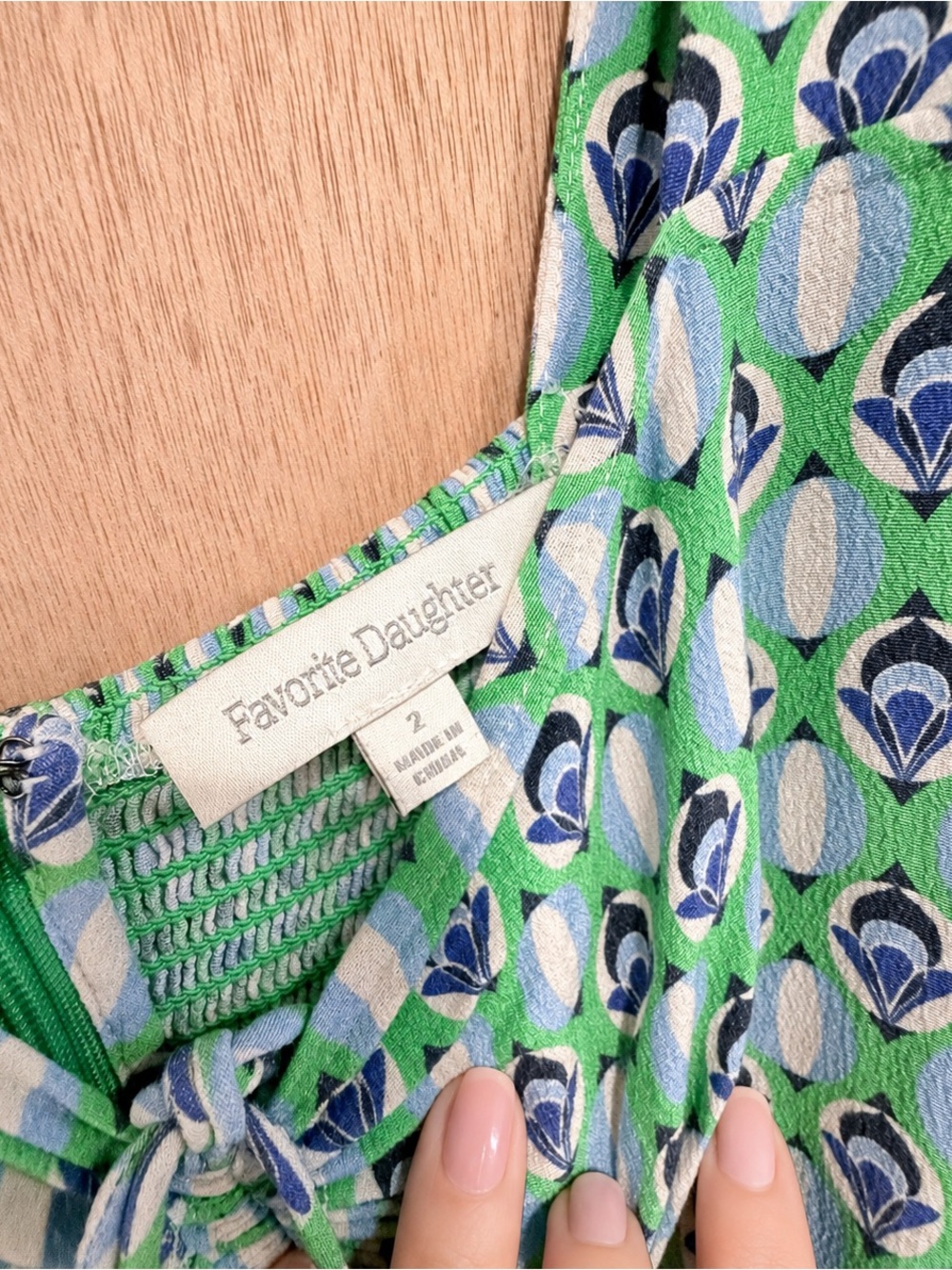 Favorite Daughter Green Printed Midi Dress with Tie Front - Picture 3 of 7